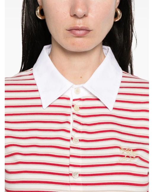 Tシャツ・カットソー GOLDEN GOOSE Woman Polo Shirt Red GWP02190P00187940512 Golden Goose Natalia Slim Fit Striped Cotton Polo Shirt in
