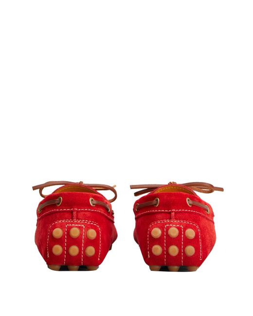 Tod's Red Moccasin Bubble Loafers