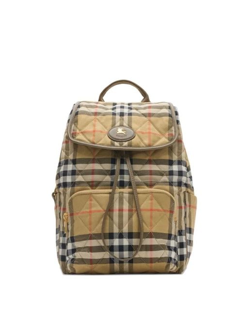 Burberry Natural Horseshoe Quilted Check Backpack