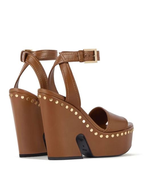 Givenchy Brown Clog Leather Platform Sandals With Studs Detail
