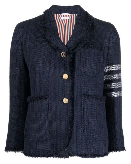 Thom Browne Blue 4 Bar Tweed Jacket