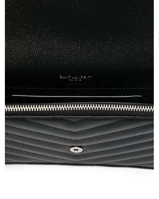 Saint Laurent Black Cassandre Envelope Chain Wallet