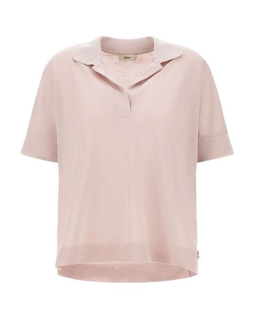 Herno Pink Cotton Blend Jersey Polo