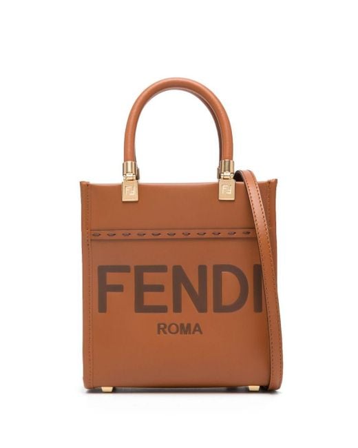 Fendi Brown Sunshine Mini Shopper Bags