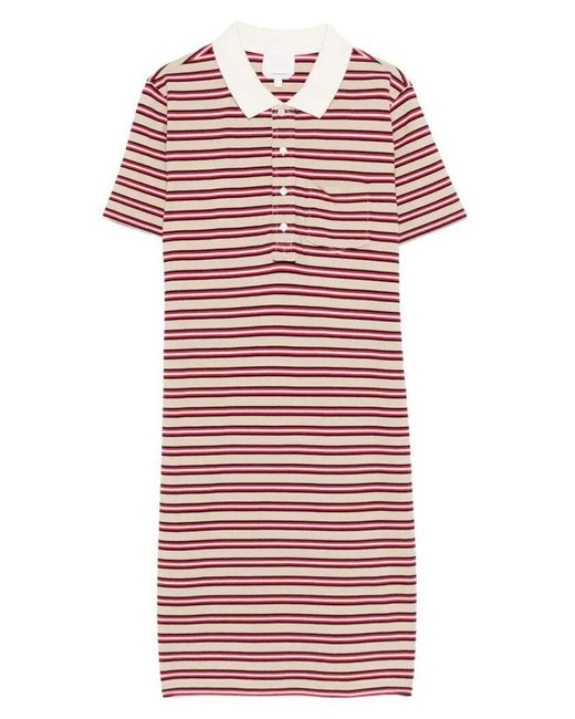 A.P.C. Red Raye Cotton Striped Polo Dress