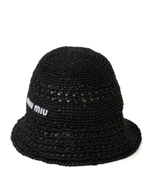 Miu Miu Black Woven Fabric Bucket Hat