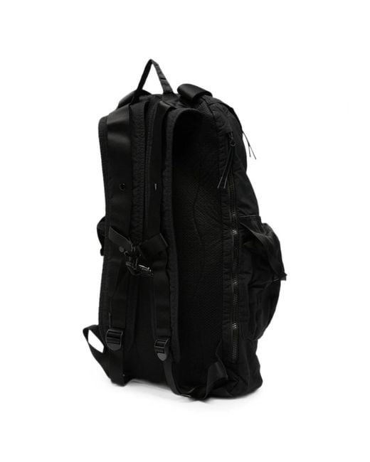 C P Company Black Backpack With Embroidered Logo for men