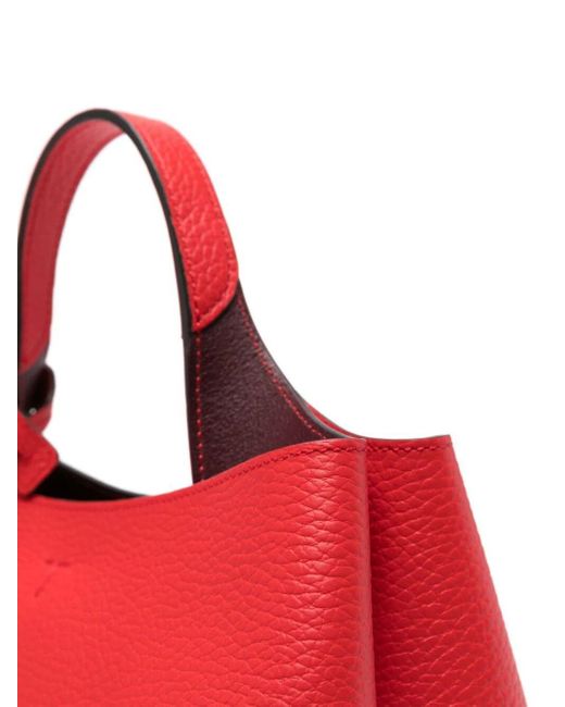 Tod's Red Logo-pendant Leather Tote Bag