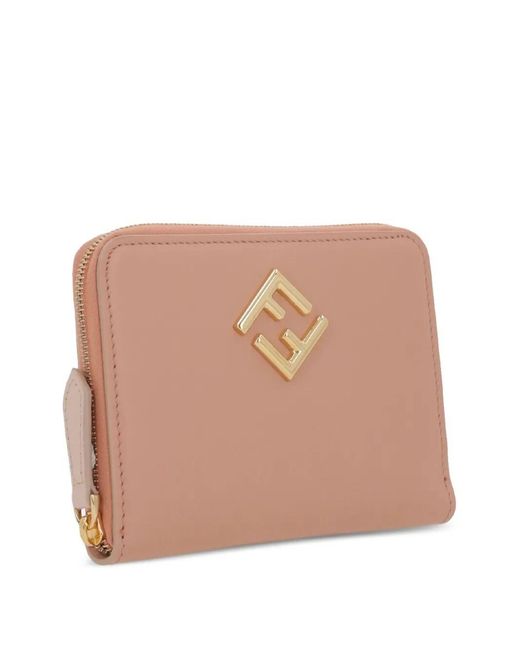Fendi Natural Ff Diamonds Zip Around Medium Wallet Accessories