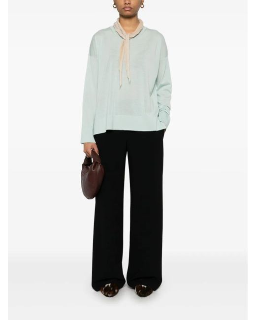 Roberto Collina Blue Loose Fit Merino Wool Crewneck Jumper