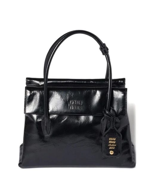 Miu Miu Black Borsa A Mano Vitello Shine