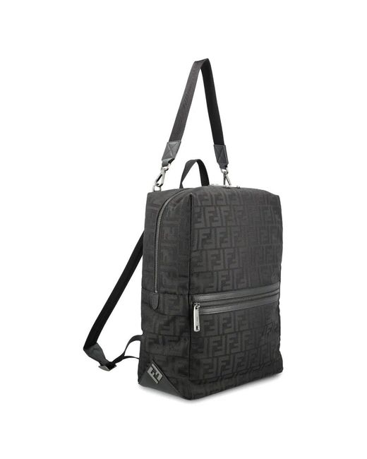 Fendi Black Lui Ff Nylon Backpack for men