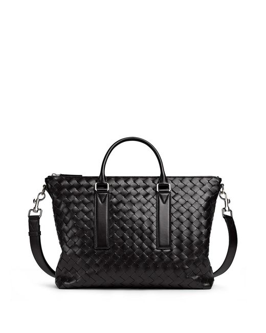 Bottega Veneta Black Braided Soft Briefcase for men