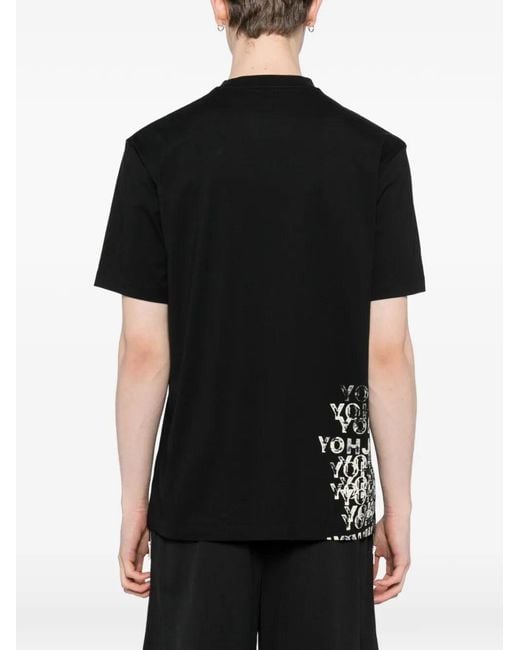Y-3 Black Printed Cotton T-Shirt for men