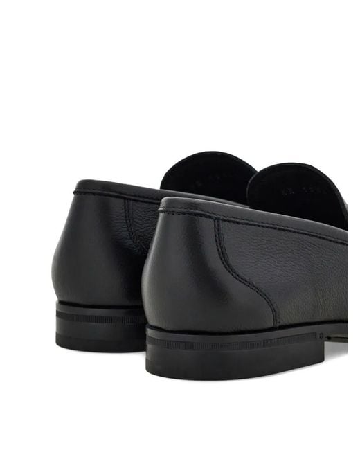Ferragamo Black Grandioso2 Leather Loafers With Gancini Buckle Shoes for men