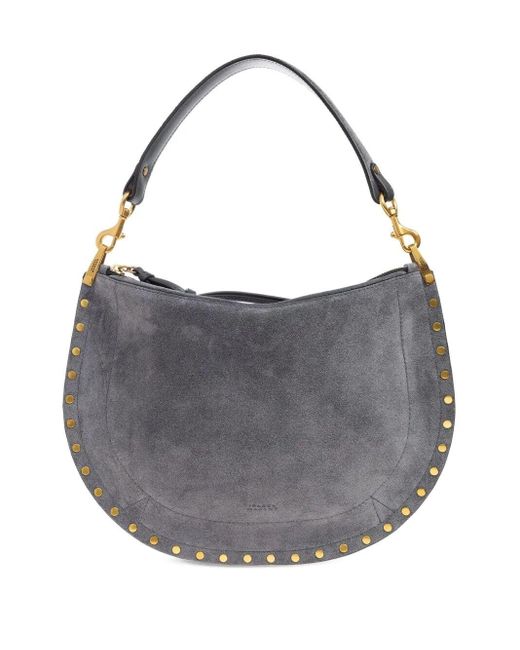 Isabel Marant Gray Oskan Soft Zip Suede Shoulder Bag