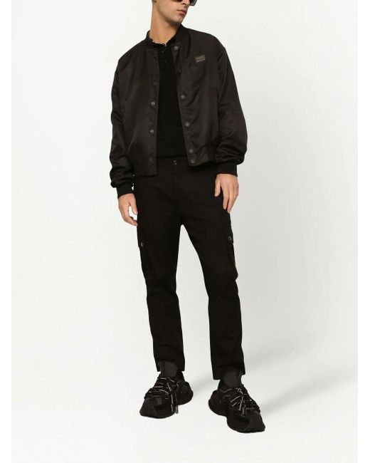Pantalone cargo cotone con placca logata di Dolce & Gabbana in Black da Uomo