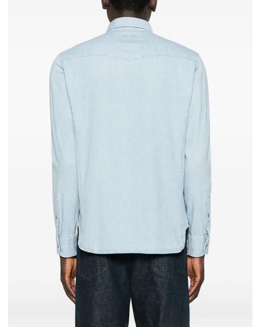 Tom Ford Blue Denim Chambray Western Shirt for men