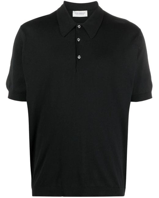 John Smedley Black Short-sleeve Polo Shirt for men