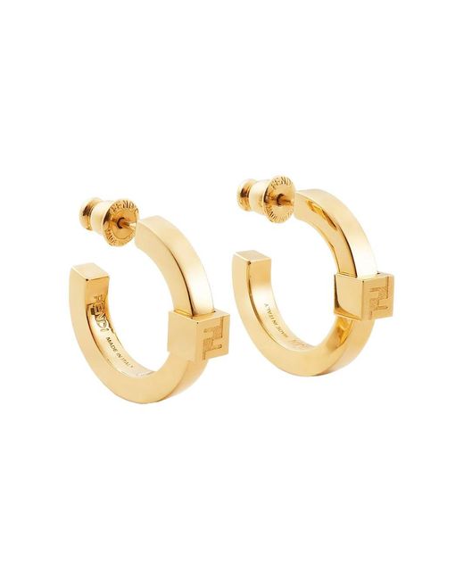 Fendi Metallic Forever Small Hoop Metal Earrings