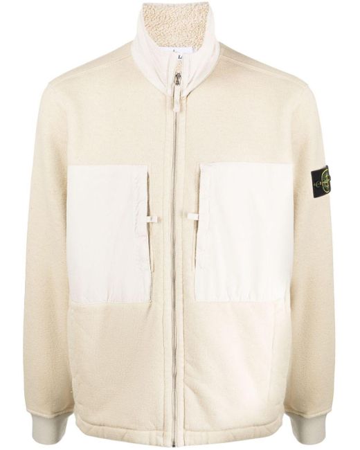Stone Island Natural Fleece-lined Panelled Zip-up Jacket for men