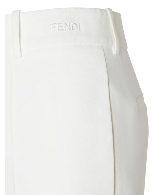 Fendi White Technical Canvas Trousers