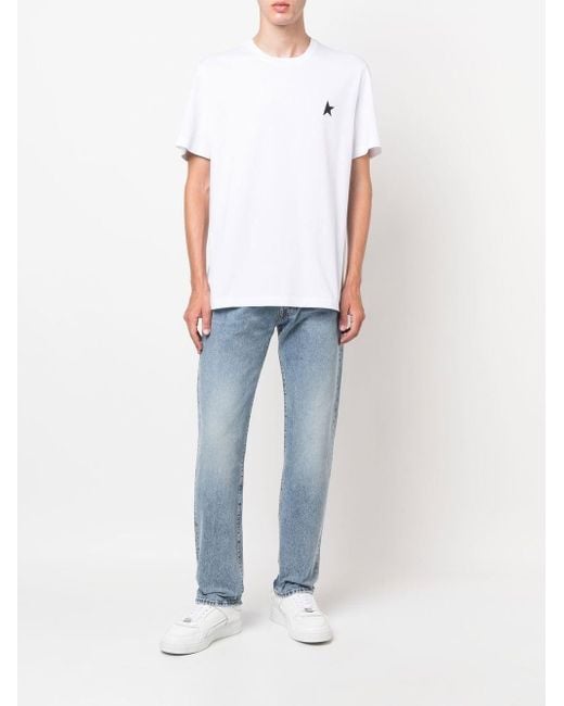 Golden Goose Deluxe Brand White Minimalist Short-Sleeve T-Shirt With Star Logo for men