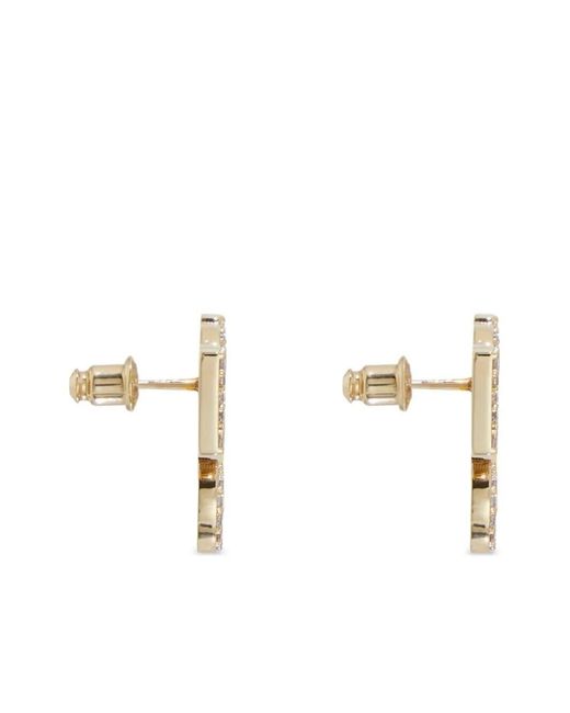 Ferragamo Natural Crystal Embellished Four Gancini Clip On Earrings Accessories
