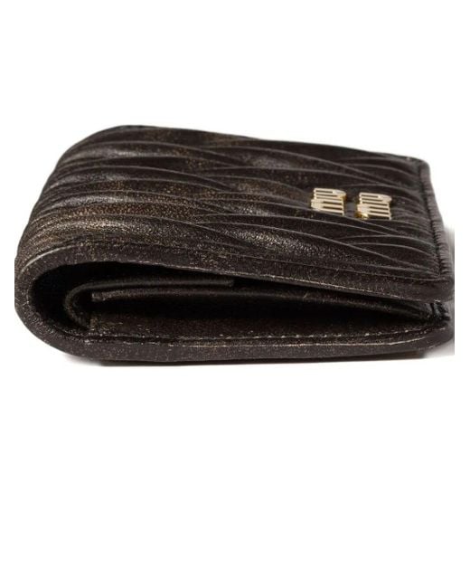 Miu Miu Black Matelassé Leather Wallet