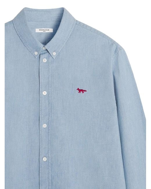 Maison Kitsuné Blue Profile Fox Regular Fit Chambray Shirt for men
