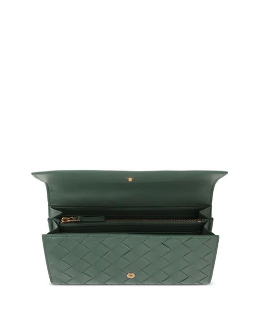 Bottega Veneta Green Braided Wallet With Large Flap Accessories