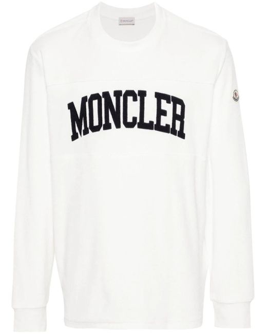 Moncler White Logo-embroidery Sweatshirt for men