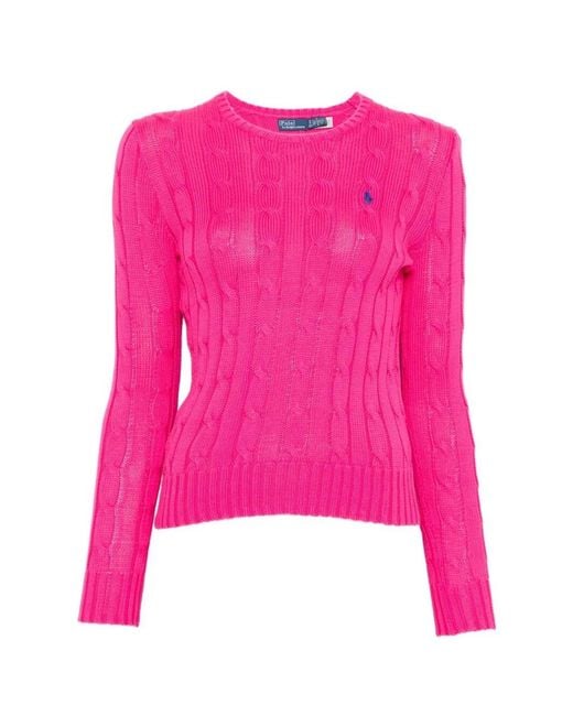 Polo Ralph Lauren Pink Cable Knit Crew Neck Sweater