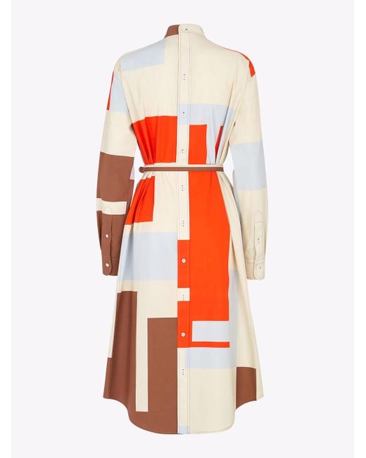 Fendi Orange Ff Maxi Puzzle Chemisier Dress