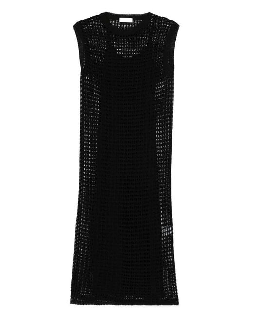 Roberto Collina Black Mesh-Knit Sleeveless Midi Dress