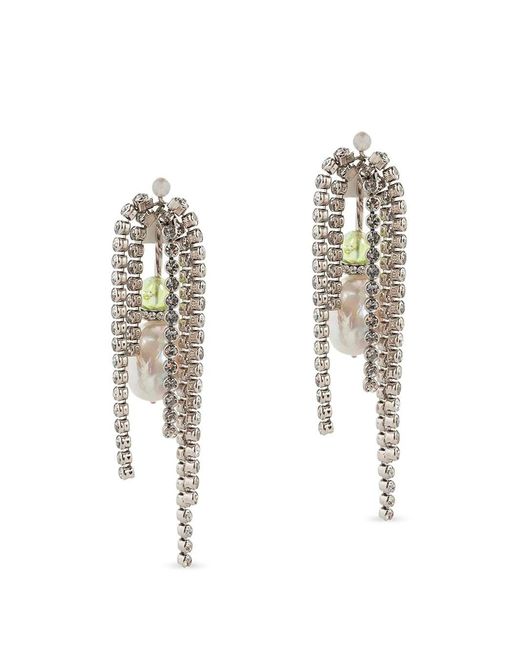 Dries Van Noten White Pendant Earrings