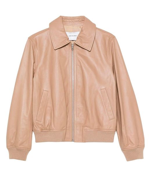 Yves Salomon Natural Zip-Up Leather Jacket