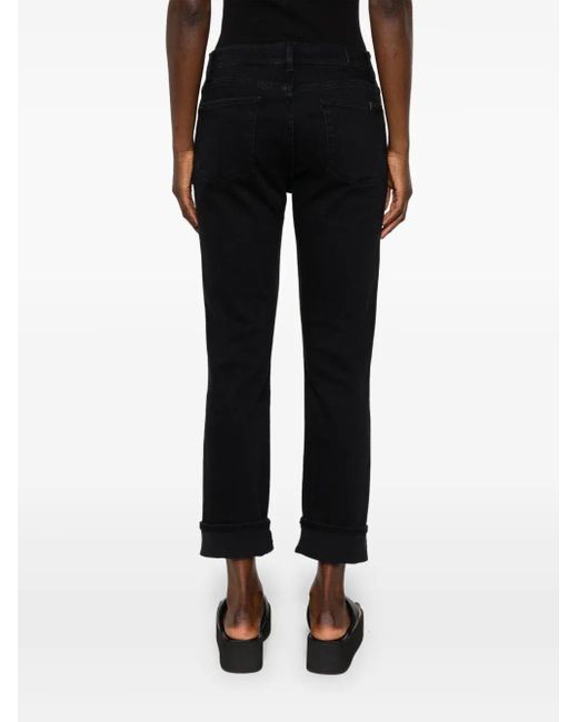 7 For All Mankind Black Mid Rise Relaxed Skinny Jeans