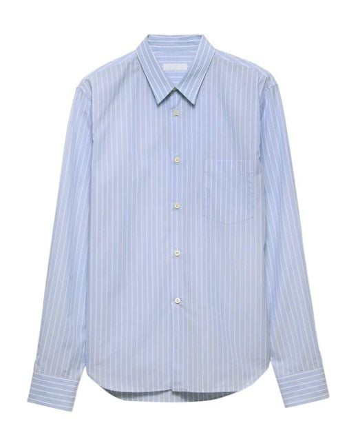 Prada Blue Cotton Stripe Shirt for men