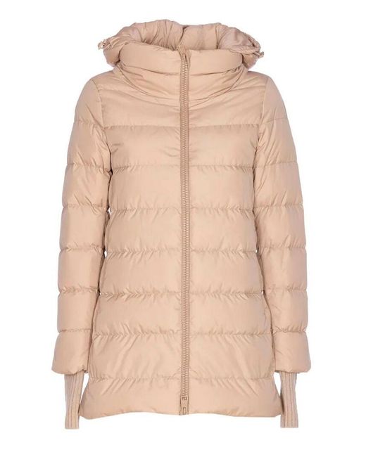 Herno Natural Hooded Zip-Up Padded Jacket