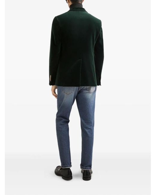 Dolce & Gabbana Black Double-Breasted Sicilia Light Cotton Velvet Jacket for men