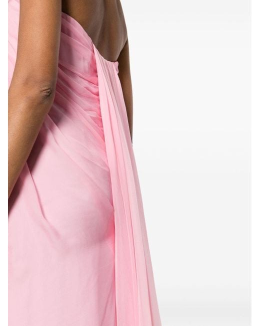Alexander McQueen Pink Draped Sweetheart-neck Silk Maxi Dress