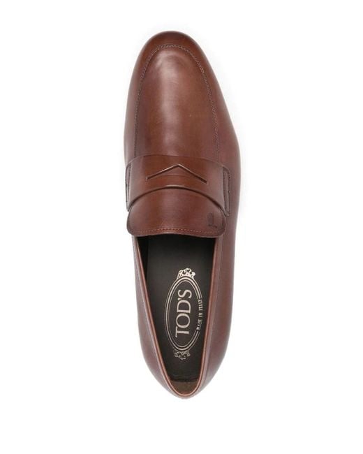 Tod's Brown Penny-strap Leather Loafers for men