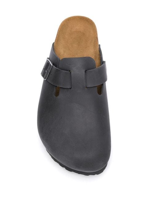 Birkenstock Gray Boston Leather Slippers for men