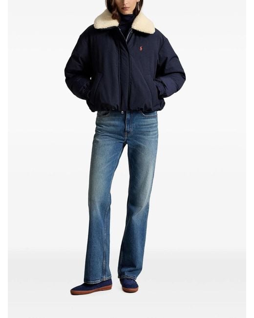 Polo Ralph Lauren Blue Windjacket With Shearling Collar