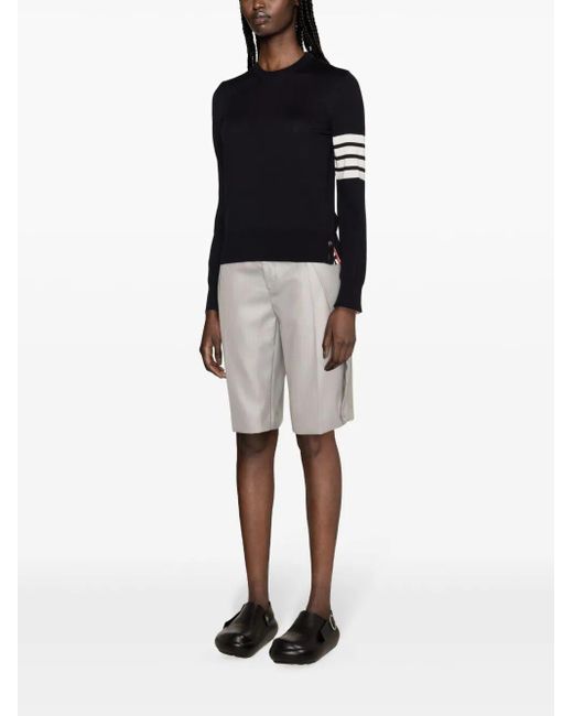 Thom Browne Black Wool 4-Bar Relaxed Pullover