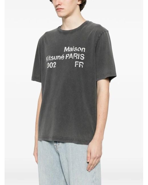 Maison Kitsuné Black Crew Neck T-Shirts for men