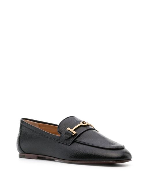 Tod's Black Loafers With-Tone Double 'T' Detail