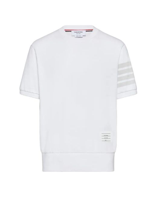 Thom Browne White Cotton Jersey 4-Bar T-Shirt Clothing for men