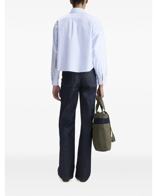 A.P.C. Blue Sophia Striped Button-Down Shirt